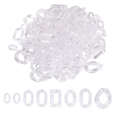 170Pcs 8 Styles Transparent Acrylic Linking Rings TACR-CA0001-35-1