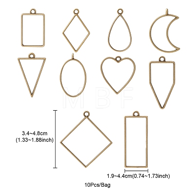 10Pcs Alloy Open Back Bezel Pendants PALLOY-YWC0002-02AB-1