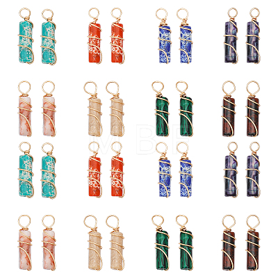 32Pcs 8 Style Natural & Synthetic Gemstone Pendants FIND-CA0006-53-1
