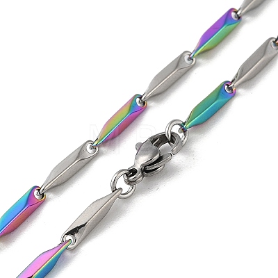 201 Stainless Steel Bar Link Chain Necklaces for Men Women NJEW-G112-07B-MCP-1