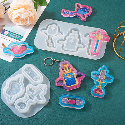  2Pcs 2 Style Medical Theme DIY Pendant Silicone Molds DIY-TA0005-23-1