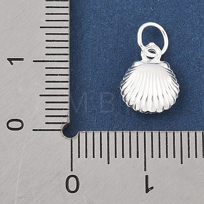 Fine Silver Sterling Silver Hollow Shell Shaped Charms with Jump Rings STER-R013-02S-1