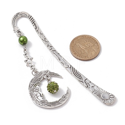 Alloy Moon Pendant Bookmark AJEW-JK00296-01-1