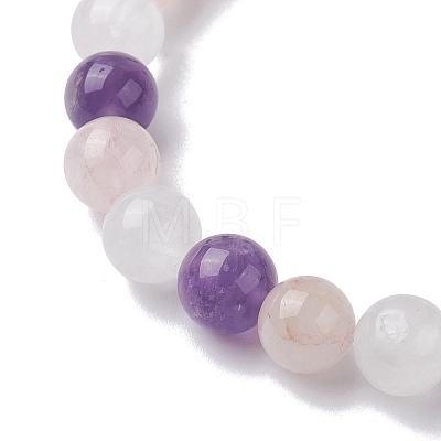 Natural Mixed Gemstone Round Beaded Stretch Bracelets for Women BJEW-JB10086-01-1