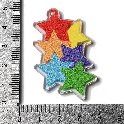 Printed Pride Rainbow Acrylic Big Pendants OACR-L018-15A-1