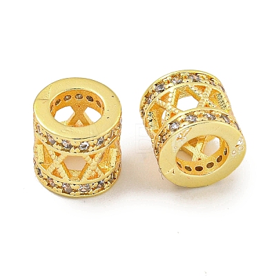 Rack Plating Brass Micro Pave Clear Cubic Zirconia European Beads KK-L215-326G-1