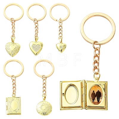 5Pcs Brass Locket Pendant Keychains KEYC-YW00267-1