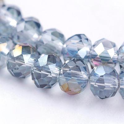 Half Plated Faceted Rondelle Electroplate Glass Beads Strands X-EGLA-D020-3x2mm-18-1