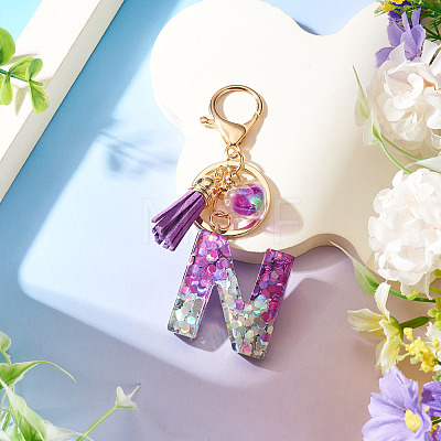 Alloy Resin Heart Keychains KEYC-TADJ0002-01G-N-1
