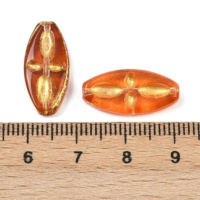 Baking Paint and Golden Metal Enlaced Glass Beads DGLA-T004-11M-1