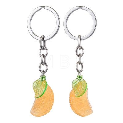 2Pcs Orange Slice Resin Keychains KEYC-JKC01064-1