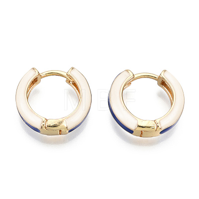 Brass Huggie Hoop Earrings EJEW-S209-07B-1