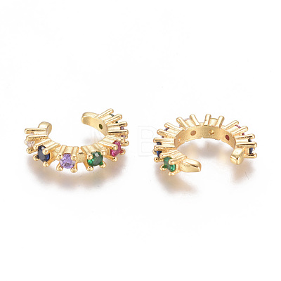 Golden Plated Brass Micro Pave Cubic Zirconia Cuff Earrings EJEW-L244-26G-1