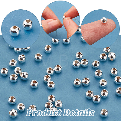   60Pcs 925 Sterling Silver Beads STER-PH0001-59-1