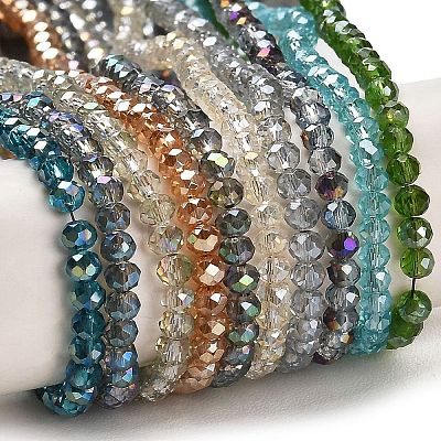 Electroplate Glass Faceted Rondelle Beads Strands EGLA-D020-3x2mm-M-1