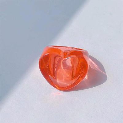 Heart Resin Finger Rings for Women WGCE13C-02-1