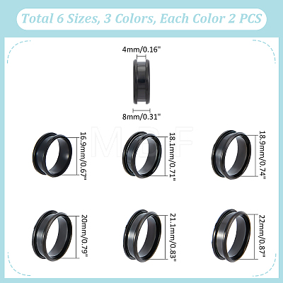 Unicraftale 36Pcs 18 Style 304 Stainless Steel Grooved Finger Ring Settings RJEW-UN0002-84-1