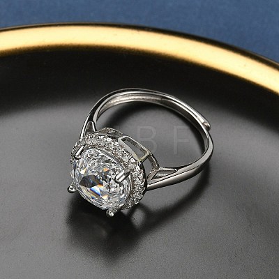925 Sterling Silver Micro Pave Cubic Zirconia Finger Rings RJEW-B134-01B-03-1