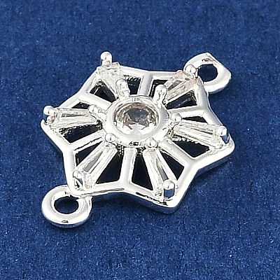 Brass Clear Cubic Zirconia Connector Charms KK-I719-02S-1