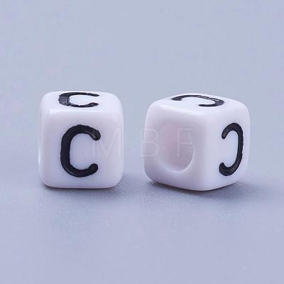 Acrylic Horizontal Hole Letter Beads PL37C9308-C-1