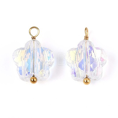 Electroplate Glass Flower Charms STAS-N110-15G-1
