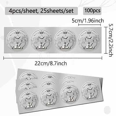 Custom Round Silver Foil Embossed Picture Stickers DIY-WH0503-023-1