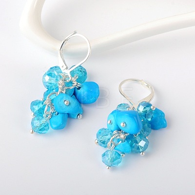 Gemstone Chips Earrings EJEW-JE01301-04-1