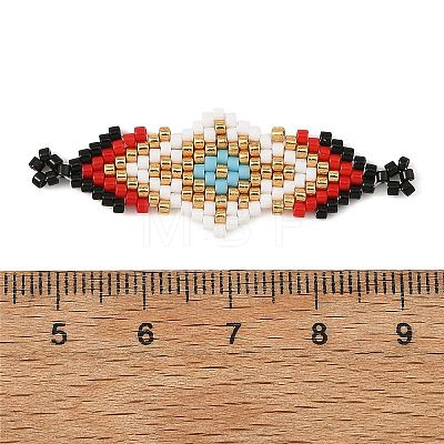 Glass MIYUKI Delica Beads Braided Connector Charms PALLOY-MZ01412-01-1