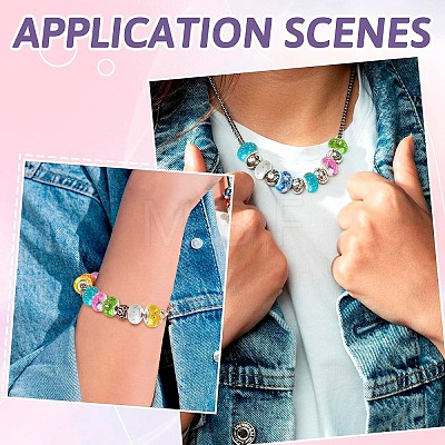 60Pcs 6 Colors Opaque Resin Rondelle European Beads RESI-YW0006-43-1