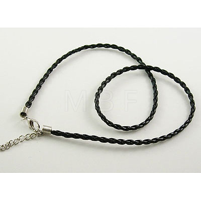 Platinum Plated Imitation Leather Necklace Cord X-NFS001Y-1