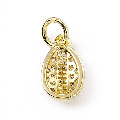 Brass Micro Pave Clear Cubic Zirconia Egg Charms ZIRC-F132-52G-1