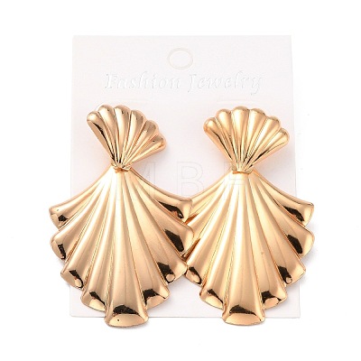 Shell Shape Iron Stud Earrings for Girl Women EJEW-I258-07KCG-1