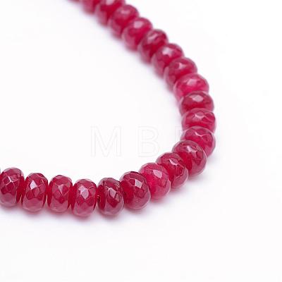 Faceted Rondelle Dyed Natural White Jade Bead Strands G-R343-6x8-07-1