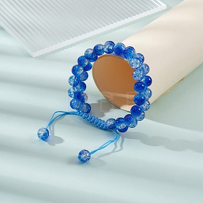 Sparkling Round Glass Braided Bead Bracelet BJEW-SW00082-20-1
