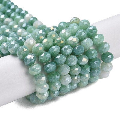 Faceted Electroplated Glass Beads Strands X-GLAA-C023-02-B08-1