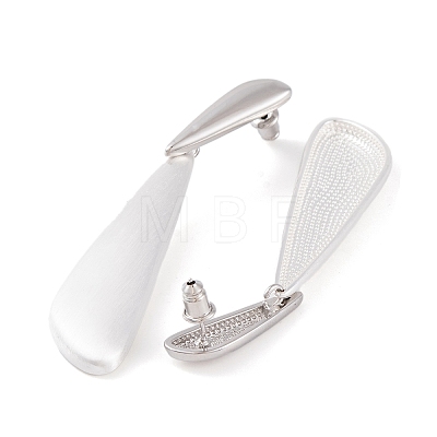 Teardrop Brass Dangle Stud Earrings for Women EJEW-G391-18S-1