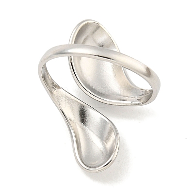 Non-Tarnish Teardrop 304 Stainless Steel Open Cuff Finger Rings for Women X-RJEW-P114-03P-1