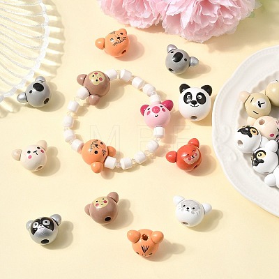 52Pcs 13 Styles Natural Wood European Beads WOOD-CJ0002-82-1