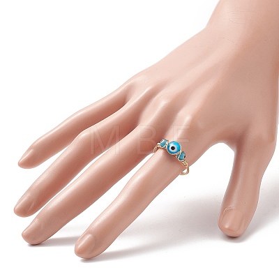 Lampwork Evil Eye Finger Ring RJEW-JR00555-1