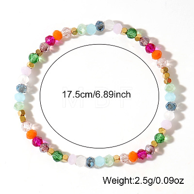 Rainbow Glass Beaded Stretch Bracelets JJ6334-1