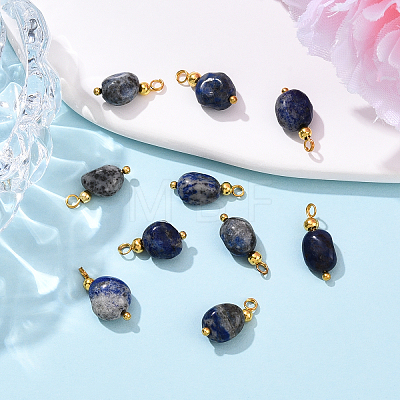 10Pcs Nuggets Natural Lapis Lazuli Pendants PALLOY-YW00114-03-1