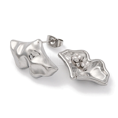 Non-Tarnish Leaf Ion Plating(IP) 304 Stainless Steel Stud Earrings EJEW-H013-32P-1