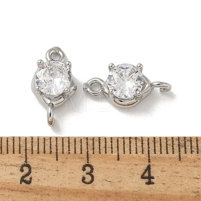 Brass Clear Cubic Zirconia Connector Charms KK-R210-13P-1