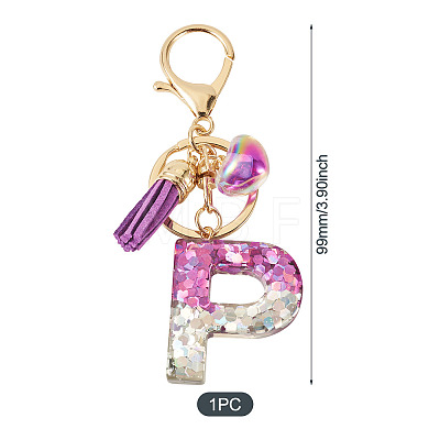 Alloy Resin Heart Keychains KEYC-TADJ0002-01G-P-1