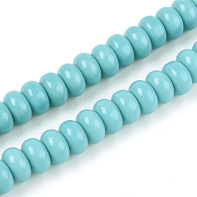 Opaque Spray Painted Glass Beads GLAA-ZX008-8mm-18R-1