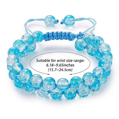 Sparkling Round Glass Braided Bead Bracelet BJEW-SW00082-03-1