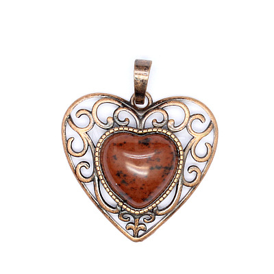 Retro Hollow Natural Mahogany Obsidian Pendants PW-WGAB5DC-01-1