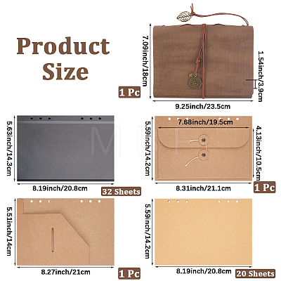 Rectangle Imitation Leather with Alloy Scrapbook DIY Binder Photo Album AJEW-WH20006-475A-1