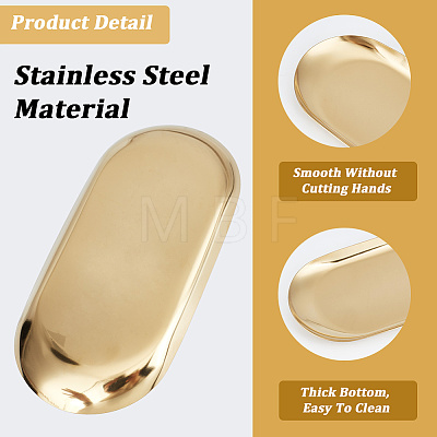 2Pcs Oval 430 Stainless Steel Jewelry Display Plate STAS-CN0001-70G-1