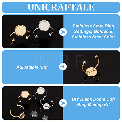 Unicraftale DIY Blank Dome Cuff Ring Making Kit DIY-UN0005-18-1